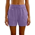 thumbnail image 4 of larppty Women's Solid Color High Waisted Athletic Shorts Quick Dry Casual Summer Shorts with Drawstring Waist（Purple， XXXL）, 4 of 5