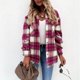 thumbnail image 3 of Chaqueta Blusas de otoño para mujer Camisa a cuadros informal de manga larga Traje diario (Rosa Rojo S) Ygjytge Rosa roja T S para Mujer, 3 of 7