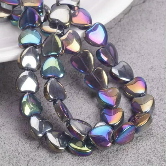 U8MO 20pcs 10mm Heart Shape Crystal Glass Loose Beads For Jewelry Making DIY Findings-Violet AB