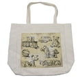 thumbnail image 1 of Vintage Shopping Bag, Illustration of Old Toys on Grunge Setting Teddy Bear Train Ball, Eco-Friendly Reusable Bag for Groceries Beach and More, 15.5" X 14.5", Cream, by Ambesonne, 1 of 2