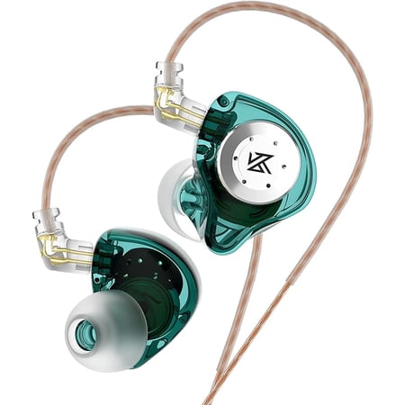 KZ EDX PRO Wired Earbuds Headphones 10mm Dual Magnetic Dynamic Driver 1DD HiFi Deep Bass Wired Earbuds with 5N OFC 2pin Detachable Cable for Musicians Singer Stage (Cyan without Mic)