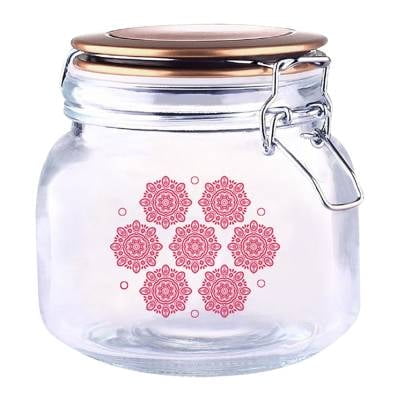 Contenedor de Vidrio HUT Simple Kitchen Mandala Roja con Tapa 750 ml