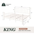 thumbnail image 5 of Amolife King Bed Frame, Metal Platform Bed with Heart-Shaped Headboard and Footboard, 12.6'' Under-Bed Storage Space, No Box Spring Needed, Cream White, 5 of 12
