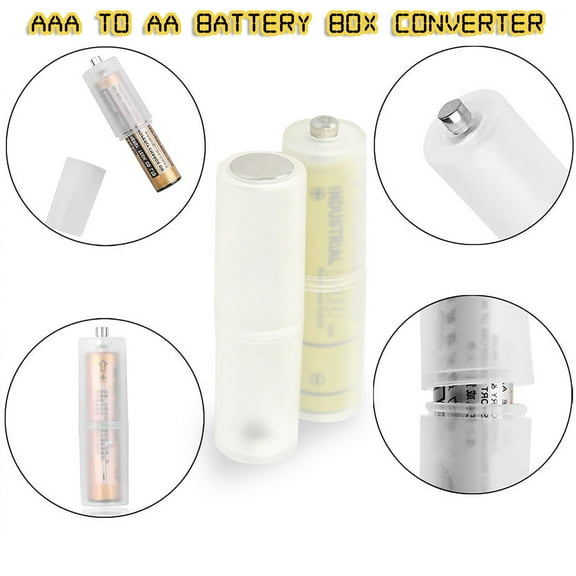 AAA to AA Battery Converter Adapter | AAA to AA Size Case | Pure Copper Nickel-Plated Rust-Proof Terminals | Thickened PP Barrel | Secure Fit | 12 Pack | Switcher Sleeve Tube