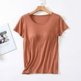 thumbnail image 4 of Promotion Sell!New Ladies Modal One-piece Top with Chest Pad Short-sleeved Home Service round Neck T-shirt Bottoming Shirt, 4 of 6
