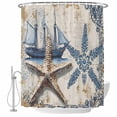 thumbnail image 2 of Vintage Nautical Waterproof Fabric Shower Curtain,Summer Coastal Floral Starfish Waterproof Fabric Shower Curtain for Bathroom Curtains Bathtubs Hotel Shower Curtains with 12 Hooks Long 72x78in, 2 of 8