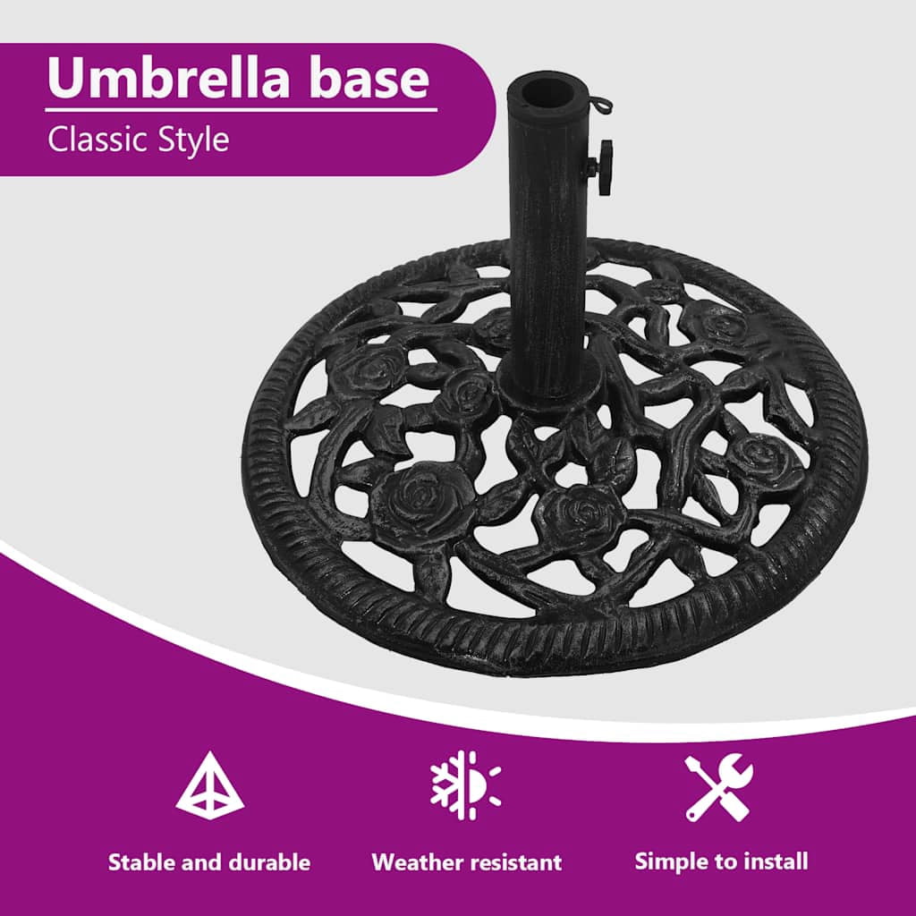 vidaXL 26.8 lb Black Round Cast Iron Patio Umbrella Bases, Adjustable Height