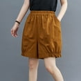 thumbnail image 2 of ZyeKqe Cotton Linen Shorts for Women Wide Leg Summer Casual Shorts High Waisted Knee Length Lounge Shorts, 2 of 5