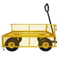 thumbnail image 2 of Heavy Duty Mesh Steel Garden Cart, Folding Utility Wagon with Removable 4 Sides and 10 inch Pneumatic Tire, Outdoor Garden Cart, 300 lbs Capacity, Yellow, 2 of 9