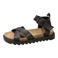 thumbnail image 5 of Rokment Women's Orthopedic Cork Footbed Platform Walking Flat Sandals Comfortable Leather Buckles Strappy Dress Sandals Arch Support Beach Summer Casual Footwear Black Size 6, 5 of 6