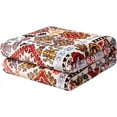 thumbnail image 2 of Bohemian Southwestern Mink Fleece Throw Blanket - Lightweight Cozy Farmhouse Aztec Havana Geometric Abstract Soft Warm Fall Decor - Yellow & Red - 50" x 60", 2 of 7