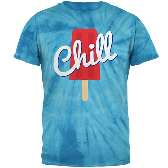 Summer Sun Ice Pop Chill Mens T Shirt Pinwheel Blue Tie Dye 2XL