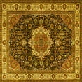 thumbnail image 1 of Ahgly Company Machine Washable Indoor Square Medallion Yellow Traditional Area Rugs, 4' Square, 1 of 4