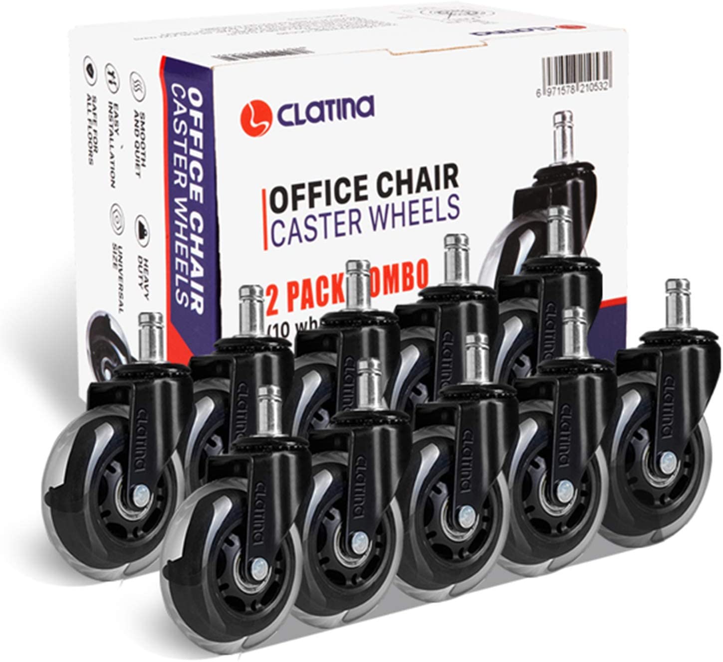 CLATINA 3" Heavy Duty Office Chairs Wheels Replacement for Hardwood