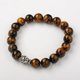 thumbnail image 1 of Pulsera de cuentas de ojo de tigre natural, elástica, con cuentas de aleación de estilo tibetano, multicapa, 1 unidad, 1 of 2