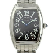 Pre-Owned FRANCK MULLER Franck Muller Tonneau curvex 1752QZ stainless steel quartz analog display ladies black dial watch (Good)
