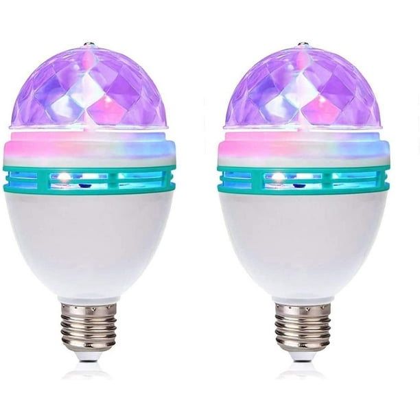 Lot de 2 ampoules rotatives de couleur RVB, ampoules de fête LED