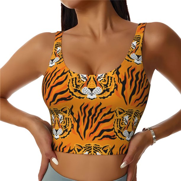Balery Tiger Sujetadores deportivos con espalda cruzada para mujer, acolchados, sin costuras, de alto impacto, ideales para yoga, gimnasio, entrenamiento y fitness.-Small
