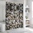 thumbnail image 6 of River Stone Bathroom Shower Curtains with 12 Hooks Waterproof Shower Curtain for Stalls and Bathtubs Nature Farmhouse Beige Brown Stacked Rocks Decorative Bathroom Privacy Curtain 72x84 Inches, 6 of 9