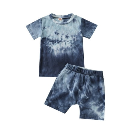 

Ehfomius Baby Toddler Boy Girl Tie Dye Outfits Short Sleeve T-Shirt Top+Short Pants 2Pcs Unisex Summer Clothes