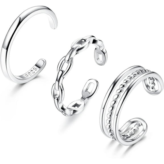 3Pcs S925 Sterling Silver Toe Rings for Women Open Toe Rings Comfort-Fit Adjustable Toe Rings Celtic Knot Turquoise Finger Foot Jewelry Set Classic Toe Ring {件数}