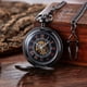 thumbnail image 3 of Reloj de bolsillo mecánico antiguo Lucky Dragon & Phoenix (mejores deseos) esfera esqueleto con cadena para hombres y mujeres + caja negra, 3 of 5