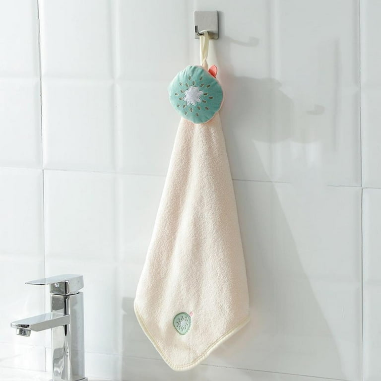 Travelwant Hanging Hand Towels with Hanging Loop Absorbent Coral Fleece  Bathroom Hand Towels Soft Thick Dish Cloth Hand Dry Towels Round Hand  Towels