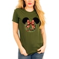 thumbnail image 2 of Minnie Mickey Ears Christmas Flower Wreath Women T Shirt Fall Floral Winter Floral Antique Bow ( XX-Large, Olive), 2 of 4