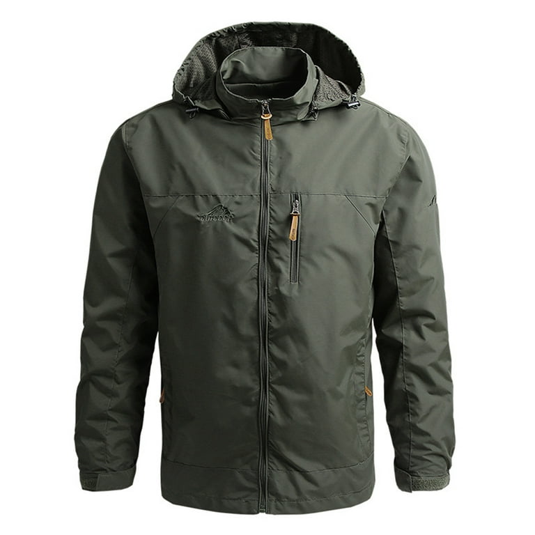 Jacket Hooded Coat Waterproof Warm Windbreaker for Men Fishing Hiking XL  Gray