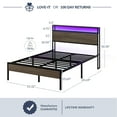 thumbnail image 7 of BELLEZE FULL SIZE Sturdy Metal Bed Frame with 2-Tier Storage Headboard, Remote Control LED Light and Charging Station, No Box Spring Needed, Noise Free - Brent, 7 of 7