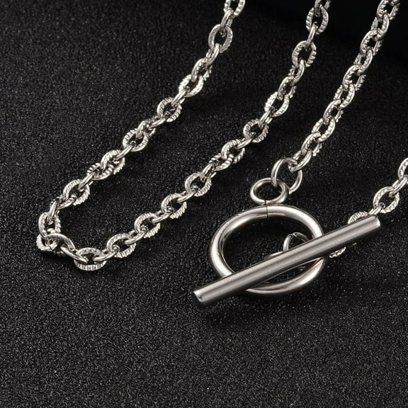 2pc 304 Stainless Steel Cable Chain Necklaces with Toggle Clasps Stainless Steel Color 16.9 inch(43cm)