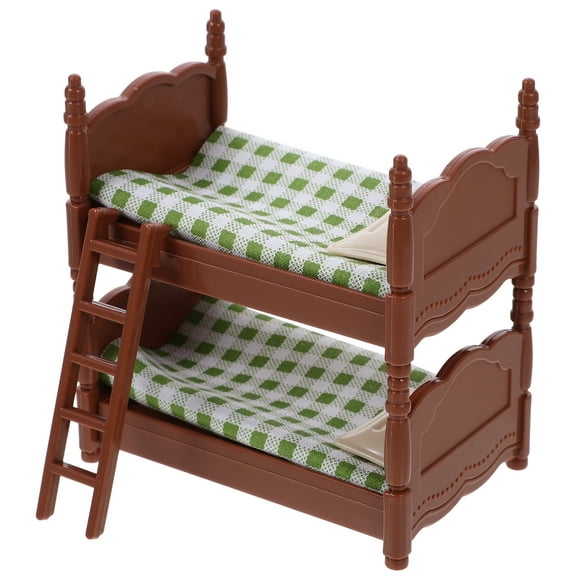 Miniature Bunk Bed Model Portable Plastic Doll House Miniatures Mini Bedroom Furniture Decor