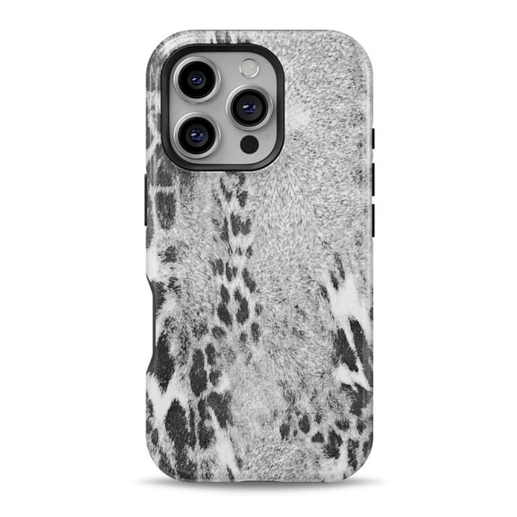 DesignSkinz Scratch-Resistant Hard Slim Case Compatible with iPhone 15 (Compatible with MagSafe) - White and Black Real Leopard Print