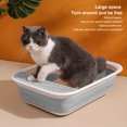 thumbnail image 6 of BIMZUC Foldable Semi Enclosed Cat Litter Box with Scoop Splash Proof Kitten Toilet Bedpan, 18.1 inches / 46 cm Length, Portable Pet Potty Pan for Indoor Cats & Small Pets, Blue, 6 of 9