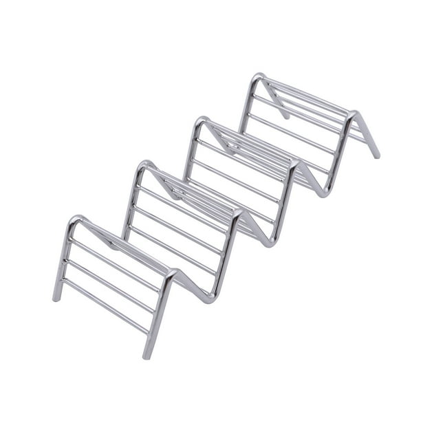 KAKOWELY Soporte para tacos de acero inoxidable con capacidad para 3 o 4 tacos duros o de tortilla