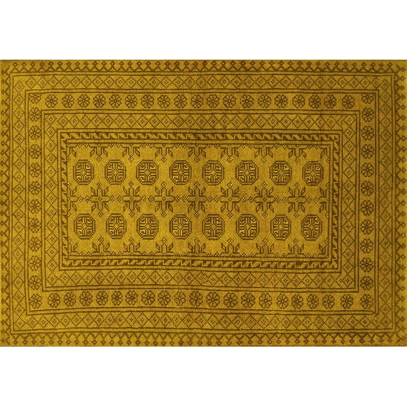 Ahgly Company Machine Washable Indoor Rectangle Southwestern Yellow Country Area Rugs, 8' x 10'