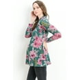 thumbnail image 2 of Green Floral Shawl Collar Maternity Tunic Sweater, 2 of 4