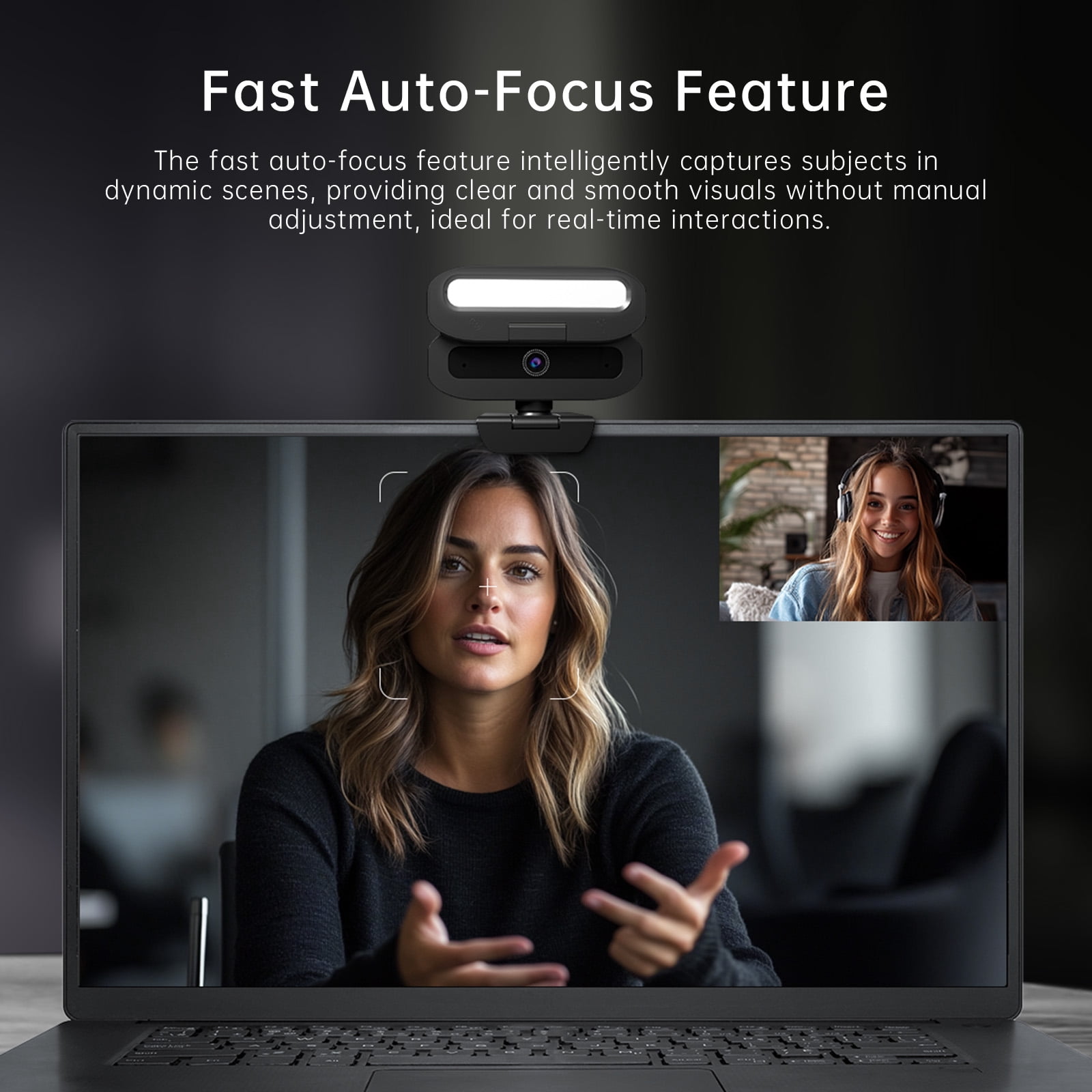4K USB Webcam with Autofocus, Dual LED Fill Lights, Privacy Shutter, Tripod & Type-C Adapter for Streaming/Meetings