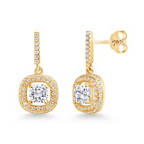 Gem Stone King 18K Yellow Gold Plated Silver Dangle Earrings Set with Moissanite (1.81 Cttw)