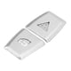 thumbnail image 4 of 2 piezas Etiqueta engomada del botón del interruptor de doble flash Decorar parche Reemplazo de adaptaciones de automóviles de aleación de aluminio plateado para X3 E83 2006-2010, 4 of 5