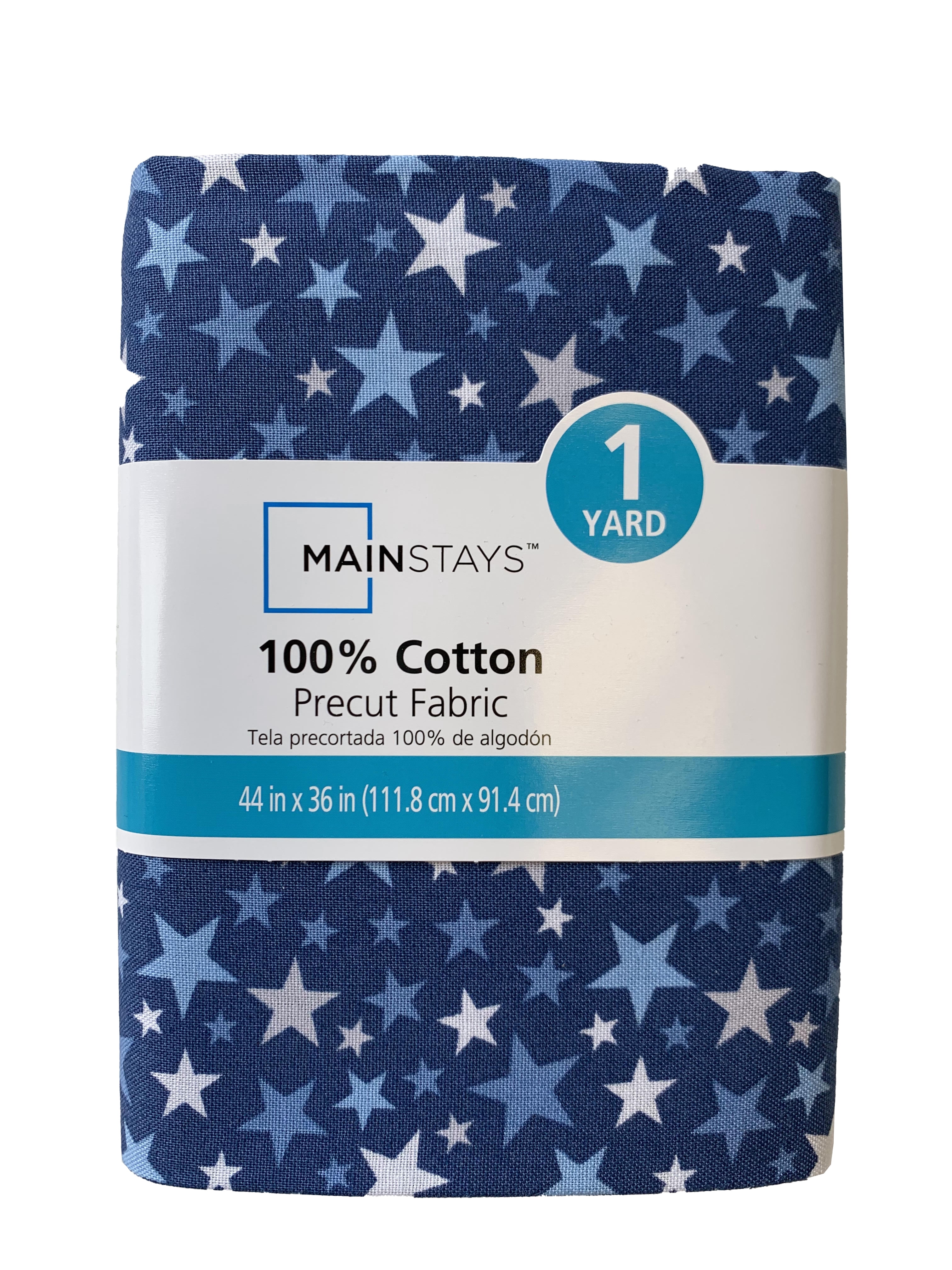 (3 pack) Mainstays 44" x 1 yard 100% Cotton Star Print Sewing & Craft Fabric, Blue and White