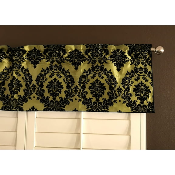 flocking damask taffeta window valance 56 wide yellow