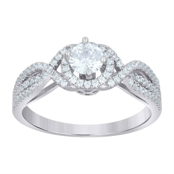 Auriga 925 Sterling Silver Cubic-Zirconia Fashion Engagement Ring Size 9 for Women