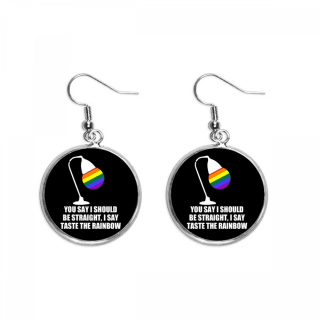 You Say Be Straight I Say Taste The Rainbow Ear Dangle Silver Drop Earring Jewelry Woman