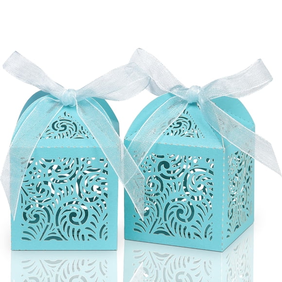 Cajas de regalo COTOPHER, 100 unidades, cinta azul cielo de 5 x 5 x 7 cm