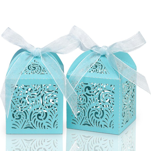 Cajas de regalo COTOPHER, 100 unidades, cinta azul cielo de 5 x 5 x 7 cm