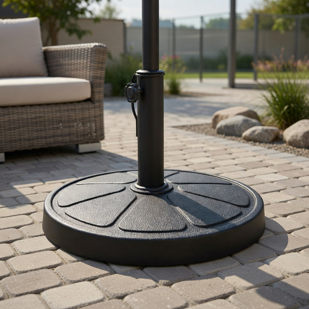 Resenkos Outdoor Umbrella Base, 31LBS 18 Inch Round Outdoor Umbrella Base, Black