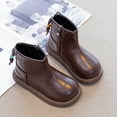 thumbnail image 3 of Dakaela 4-12Y Boy Girl Ankle Boots Waterproof Non Slip Chelsea Boot Little Kids Toddler Winter Combat Work Booties Outdoor Walking Shoes Brown, 3 of 6