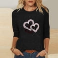 thumbnail image 2 of ZHYou Womens T-Shirts Valentine's Day Loose Fit 3/4 Sleeve Valentine's Day Printed V-Neck Casual Soft Spring Summer Shirts,Black,2XL, 2 of 4