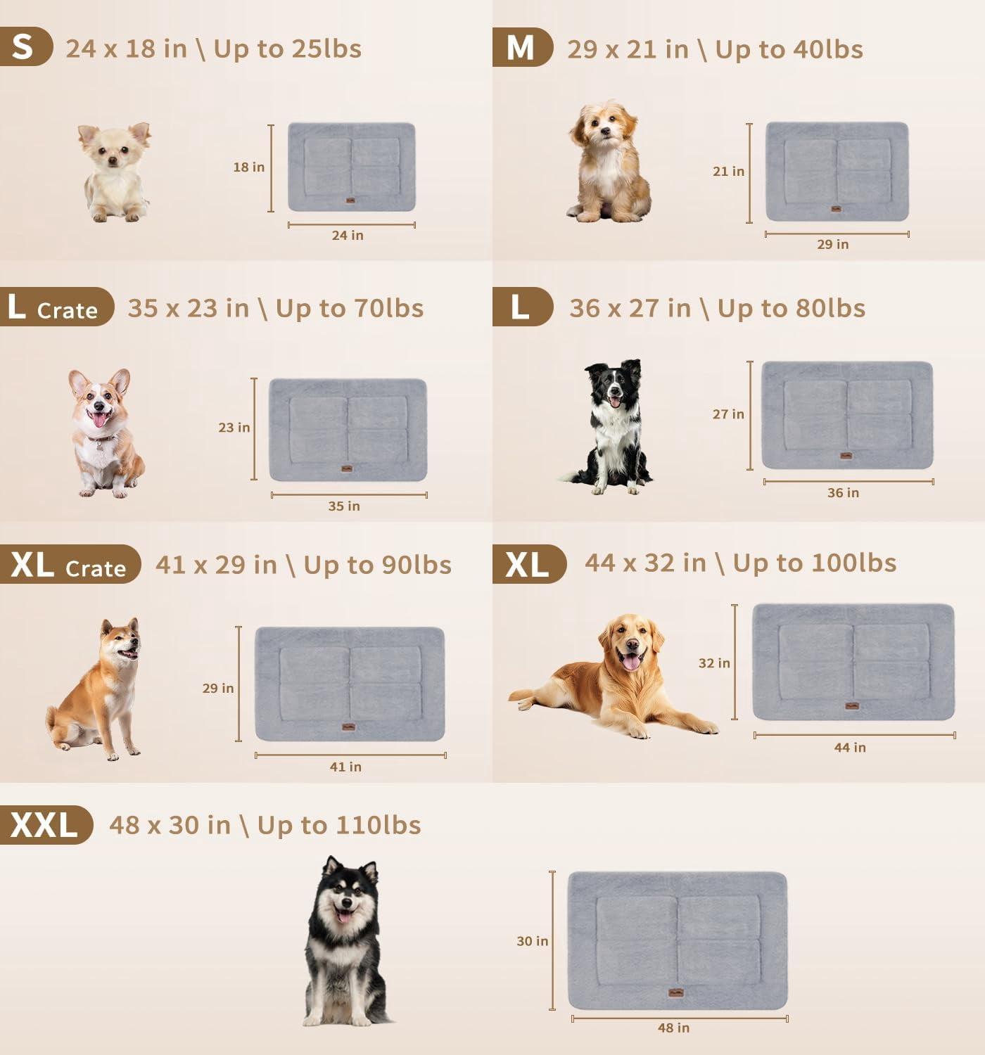 Made4pets Washable Dog Bed for Size Dogs, Reversible Foam Floor Dog Mat, 24*18, Gray